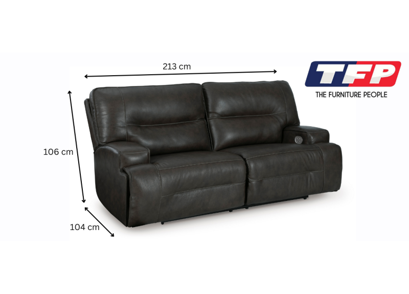 Electric 2 Seater Leather Recliner in Black Colour - Falcon